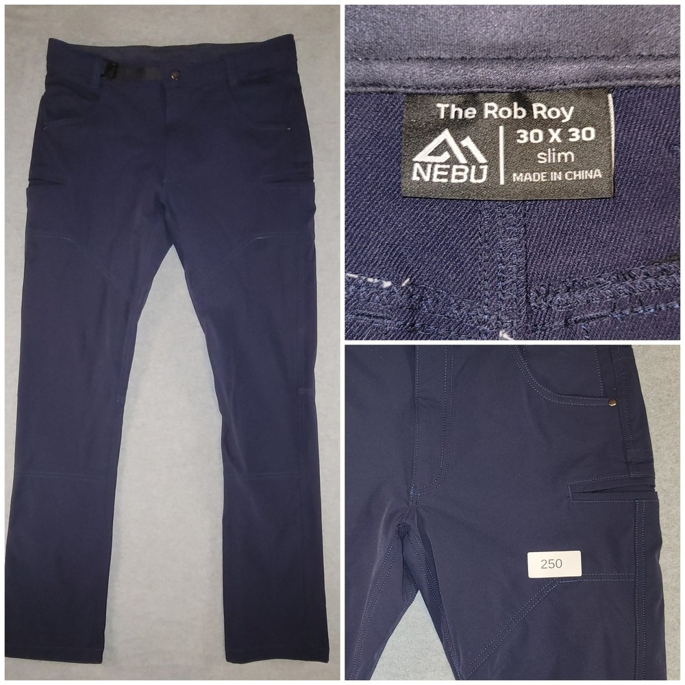 NEBU The Rob Roy Slim Fit Hiking Pants Navy Blue Mens 30x30 Utility Trousers